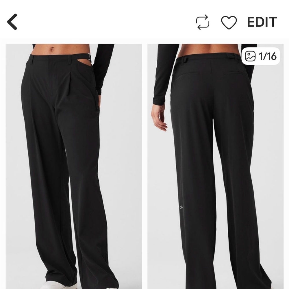 alo yoga women’s black side cut-out pants